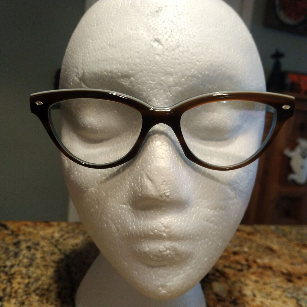 See Eyewear 1413 Cat Eye Eyeglass Frames Blue Brown 50 18 145 Italy Made